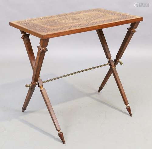 An inlaid mahogany and oak side table, 20th century, the inl...