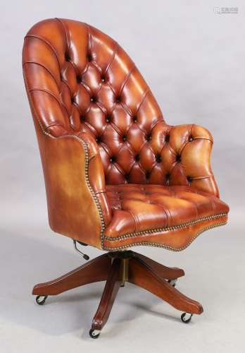 Ring Mekanikk, Norway, a Leather button back desk chair, Vic...