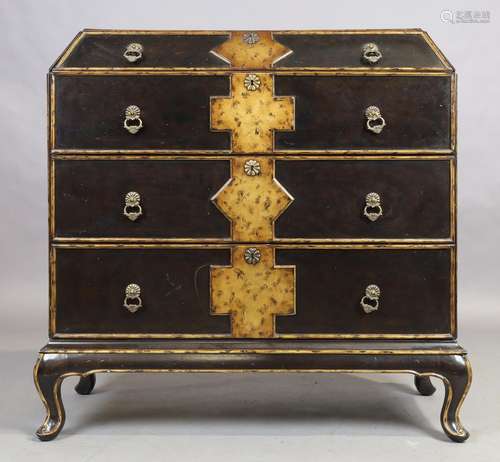 John Richard, an Italian ebonised and parcel gilt commode, l...