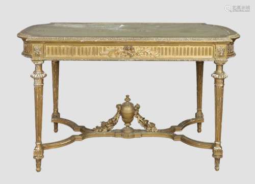A French giltwood centre table, Louis XIV style, first quart...