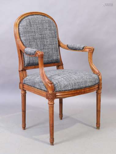 A French stained beechwood fauteuil, last quarter 19th centu...