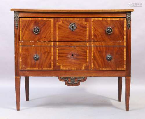A French mahogany commode, last quarter 19th century, satinw...