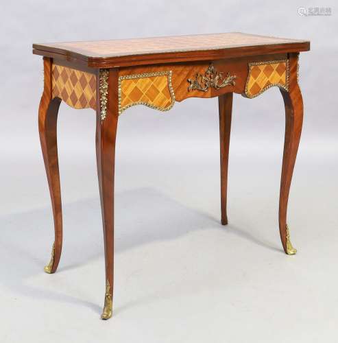 A French inlaid card table, Louis XV style, 20th century, gi...