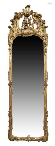 A French rococo gilt wood pier mirror, last quarter 19th cen...