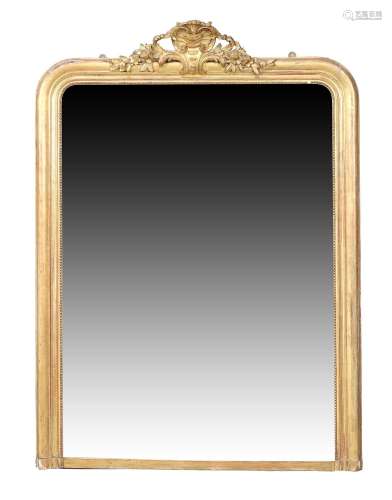 A French giltwood overmantle mirror, last quarter 19th centu...