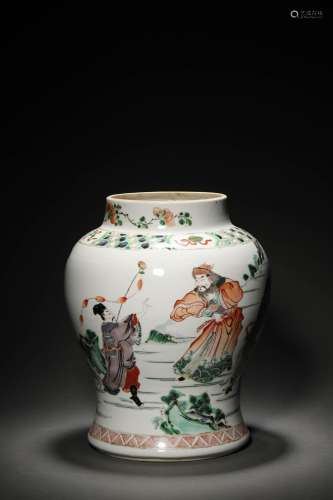 A QING KANGXI PERIOD DOUCAI 'FIGURAL' JAR