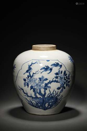 A Late Ming and Early Qing Dynasty BLUE AND WHITE JAR