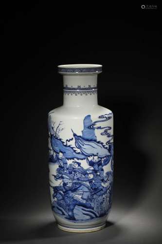 A QING KANGXI PERIOD BLUE AND WHITE 'FIGURAL' VASE