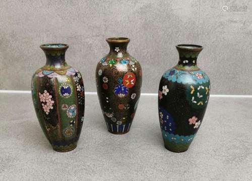 3 CLOISONNÈ VASES