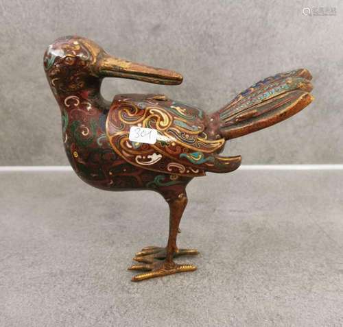 FIGURATIVE CLOISONNE INCENSE BURNER "BIRD"