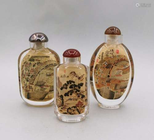 3 LARGE SNUFF BOTTLES