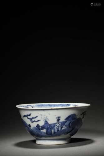 A QING BLUE AND WHITE BOWL