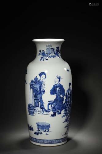 A QING KANGXI PERIOD BLUE AND WHITE 'FIGURAL' VASE