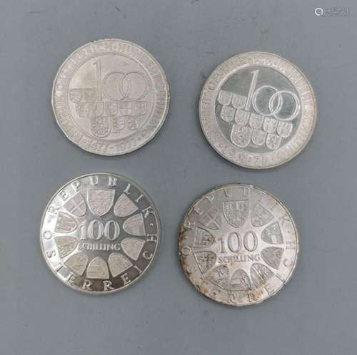 4 SILVER COINS - 100 SCHILLING