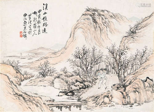 吴石仙（1845-1916） 1914年作 山水 纸本设色立轴