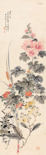 金城（1878-1926） 1922年作  花卉 纸本设色立轴