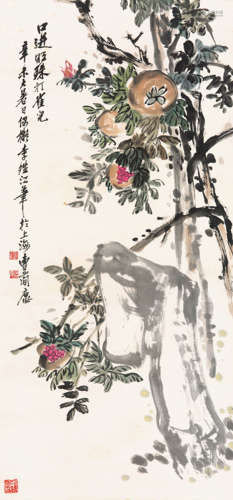 曹简楼（1913-2005） 1991年作 花卉 纸本设色立轴