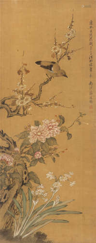 蒋廷锡（1669-1732） 1692年作 花鸟 绢本设色立轴