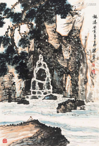 梁树年（1911-2005） 1983年作 山水 纸本设色立轴