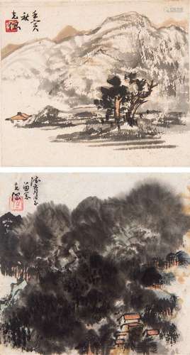 孙克纲（b.1923） 1962年作    山水两帧 纸本设色镜心