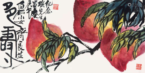 齐良芷（b.1931） 1990年作 多寿 纸本设色镜片