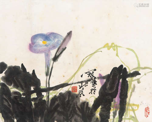 高冠华（1915-1999）   花卉 纸本设色立轴