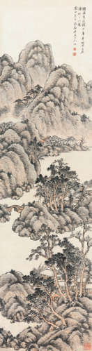 钱松（1818-1860）  山水 纸本设色立轴