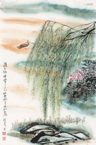 何海霞（1908-1998）  山水 纸本设色镜片