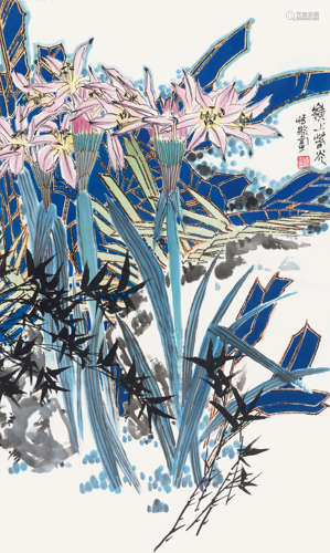 郭怡孮（b.1940）  花卉 纸本设色立轴