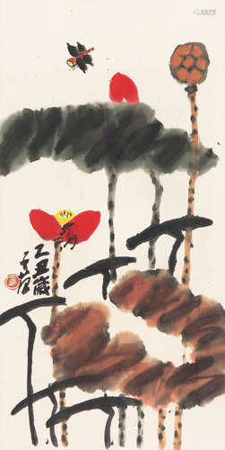 崔子范（1915-2011） 1985年作  花卉 纸本设色立轴