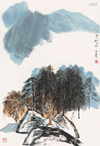 何海霞（1908-1998）  山水 纸本设色立轴