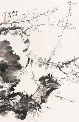 贾广健（b.1964） 2004年作  花鸟 纸本设色立轴