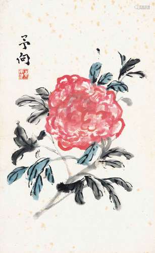 黄宾虹（1865-1955）  花卉 纸本设色镜框