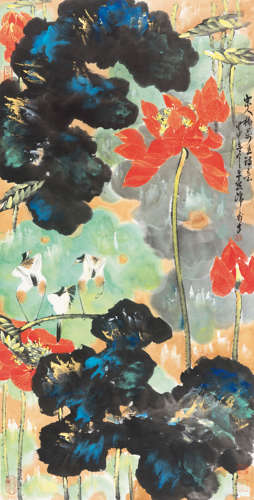 韩天衡（b.1940） 2004年作 花鸟 纸本设色立轴