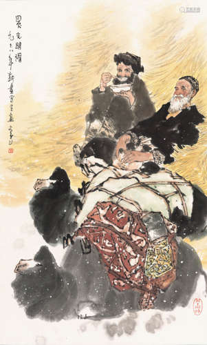 李山（b.1926） 1978年作 晨光明媚 纸本设色立轴