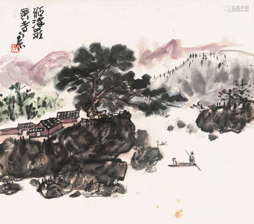 陈子庄（1913-1976）  江津罗黄寺 纸本设色镜心