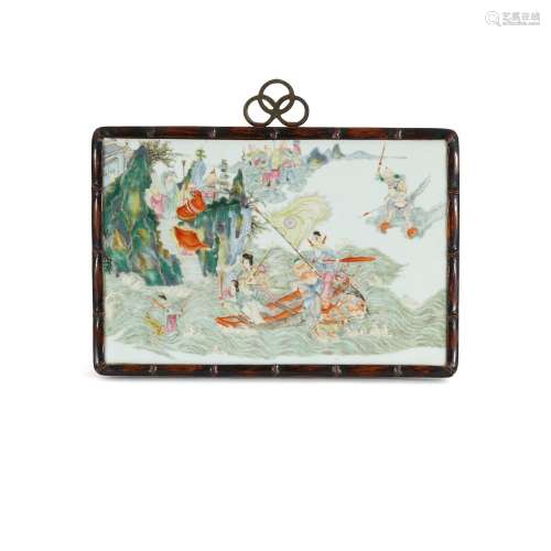 A FAMILLE-ROSE ENAMELED 'LEGEND OF THE WHITE SNAKE' PLAQUE 1...