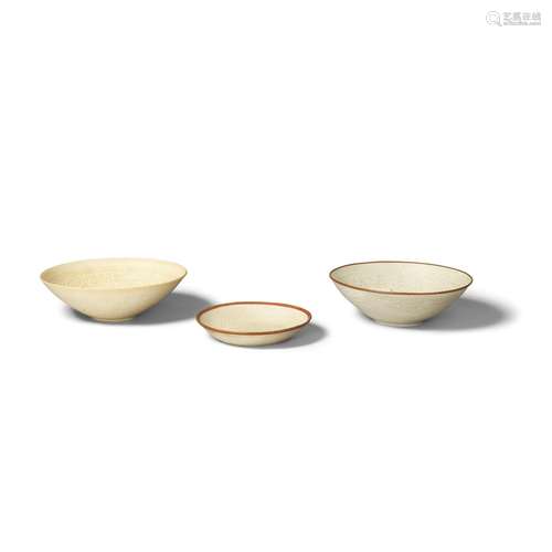 THREE MOLDED QINGBAI BOWLS Song/Yuan dynasty, 13th/14th cent...