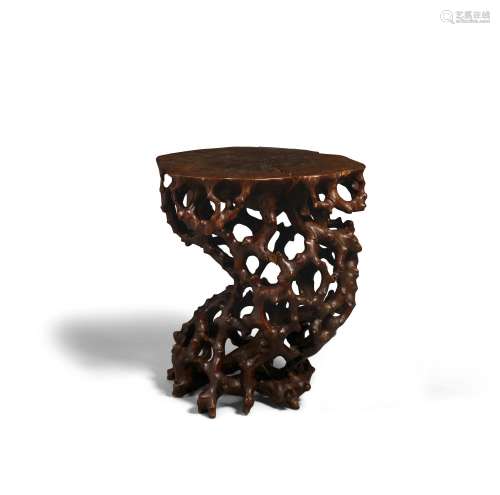 A CARVED HARDWOOD ROOT-FORM TABLE  19th century
