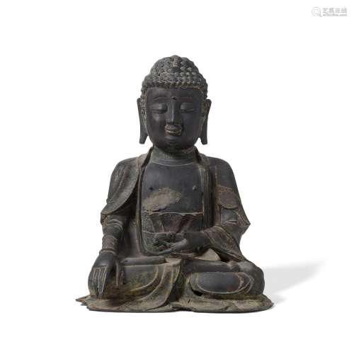 A BRONZE SEATED FIGURE OF BUDDHA  Ming dynasty