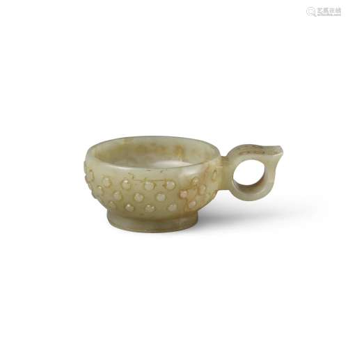 A SMALL CELADON JADE CUP Qing dynasty