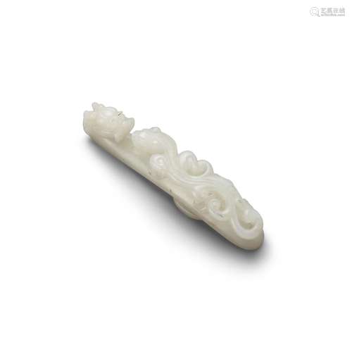 A WHITE JADE 'DRAGON' BELT HOOK 19th century