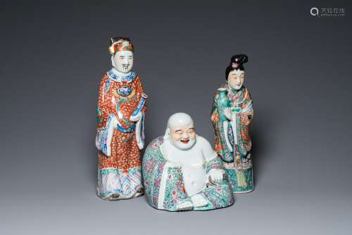 A Chinese famille rose Buddha, a star god and an immortal, 1...