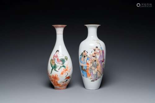Two Chinese famille rose vases, Cao Mulin 曹木林 and Wang Bu...