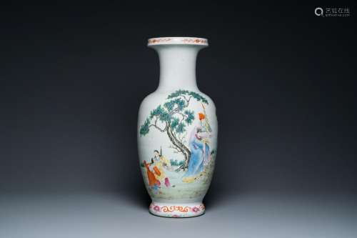A Chinese famille rose 'narrative subject' vase, Qianlong ma...