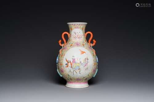 A Chinese famille rose 'hu' vase with 'eight immortals' desi...