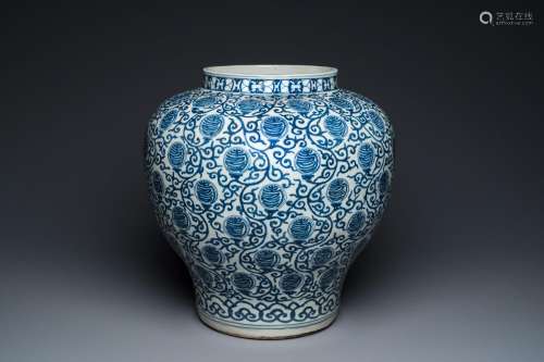 A large Chinese blue and white 'Shou' jar, Wanli mark but pr...