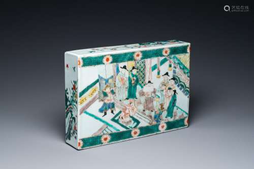 A Chinese famille verte ‘narrative subject’ tile, 19th C.