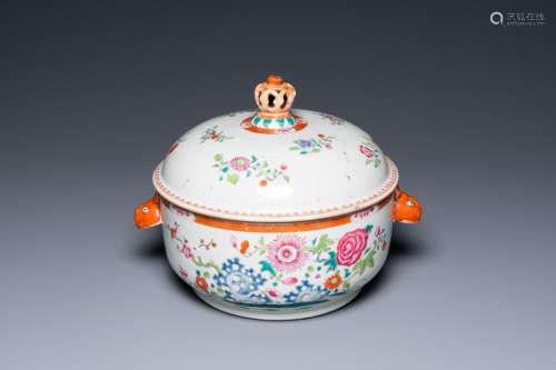 A round Chinese famille rose tureen and cover, Qianlong