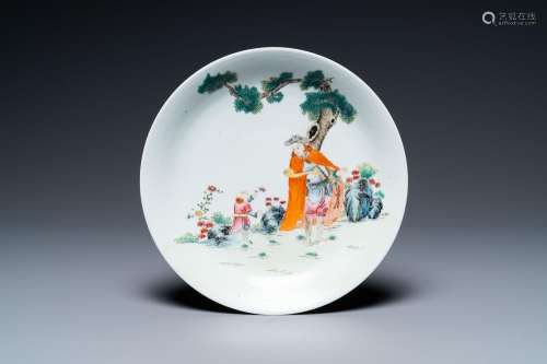 A Chinese famille rose 'foreigner' plate, Qianlong mark and ...